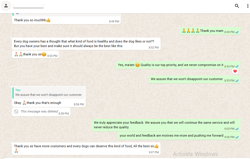 Verified WhatsApp customer review screenshot 5 of 14