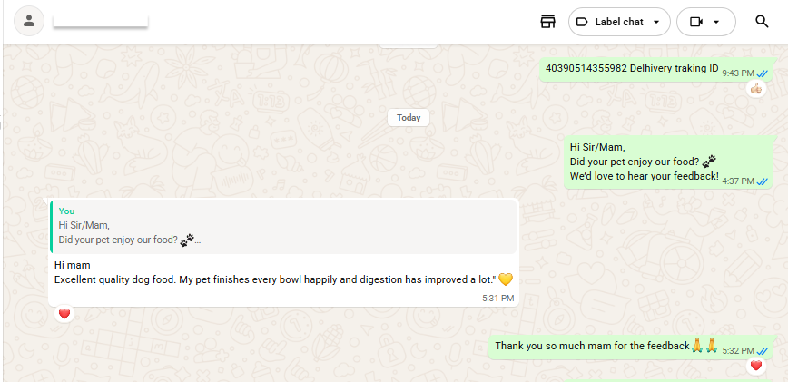 Verified WhatsApp customer review screenshot 6 of 14