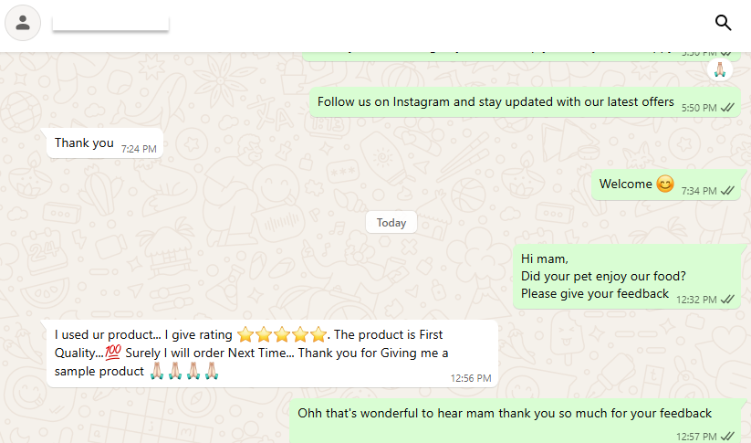 Verified WhatsApp customer review screenshot 8 of 14