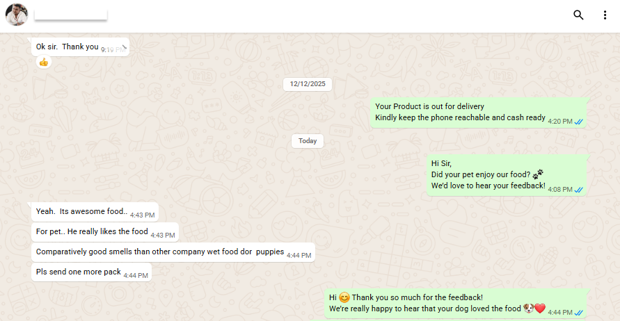 Verified WhatsApp customer review screenshot 3 of 14