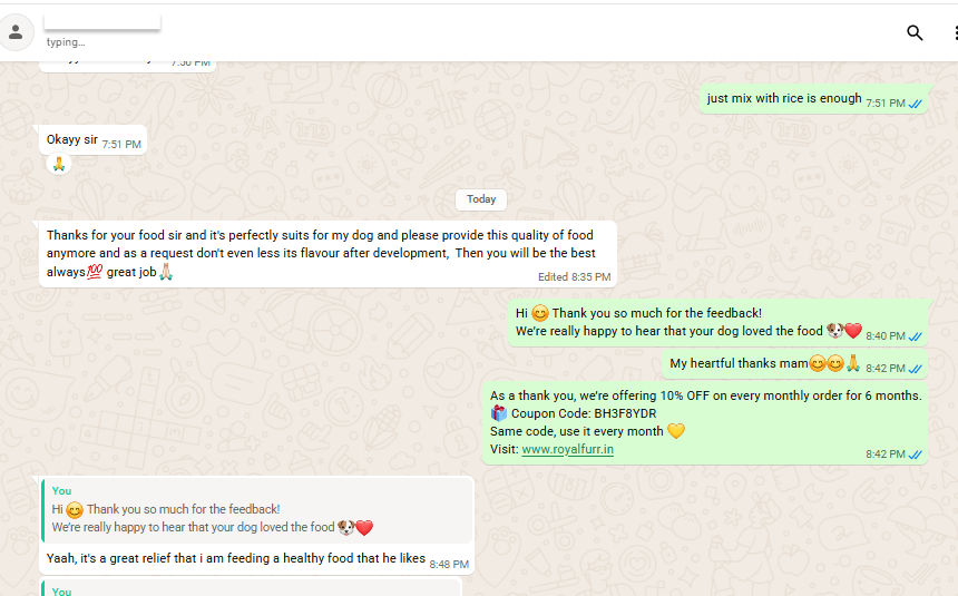 Verified WhatsApp customer review screenshot 4 of 14